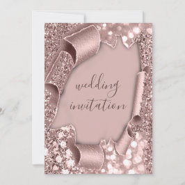 Invitación Rosa Boda de marco Purpurina Polvo de novia