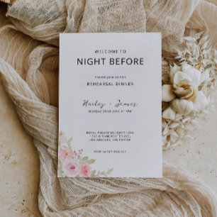 Invitación Rosa Boda Ensayo Cena Rótulo Noche,