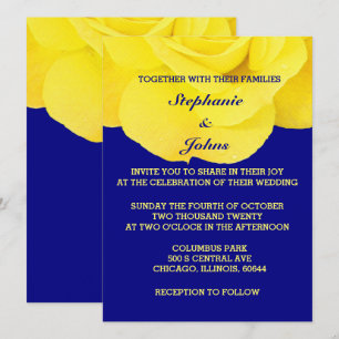 Invitación Rosa Boda floral Marina amarilla dorada Primavera