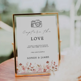 Invitación Rosa Boda foto Rótulo de hashtag, captura el amor