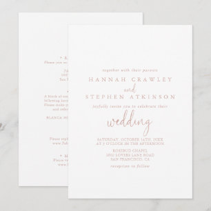 Invitación Rosa Boda frontal y posterior del guión de la pelí