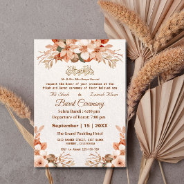 Invitación Rosa Boda paquistaní con flores de oro