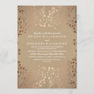 Invitación Rosa Boda Vintage con Floral en el pecho del bebé