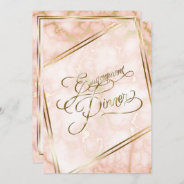 Invitación Rosa boda y caligrafía ornada de mármol dorado