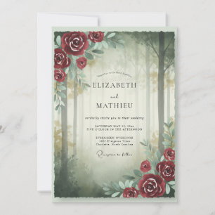 Invitación Rosa Bodas del Bosque Carmesí