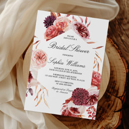 Invitación Rosa bohemio Marsala Bridal Shower