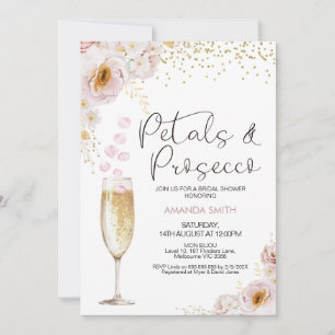 Invitación Rosa bohemio Petals Petals Prosecco Ducha Bridal