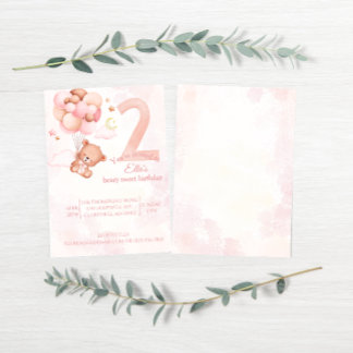 Invitación rosa boho arcoíris acuarela muy dulce 