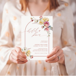 Invitación Rosa Boho Garden Flores Bridal Shower