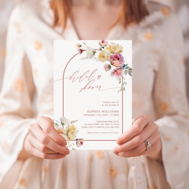Invitación Rosa Boho Garden Flores Bridal Shower (Subido por el creador)
