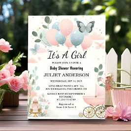 Invitación Rosa Boho Gold Mom Moda Spring Girl Shower