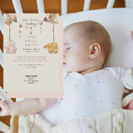 Invitación Rosa Boho Light Oh Chica Clothes Baby Shower