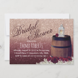 Invitación Rosa Borgoña Floral Barrel Bridal Shower