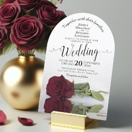 Invitación Rosa Borgoña Mirrored Elegant Arch Boda