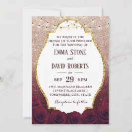 Invitación Rosa Borgoña Rosa floral Ombre Boda
