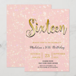 Invitación Rosa brillante | Dulce 16