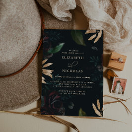 Invitación Rosa Burgundy Terciopelo Oscuro | Boda de Otoño In