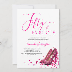 Invitación Rosa Caliente 50 y Fabuloso Cumpleaños 50