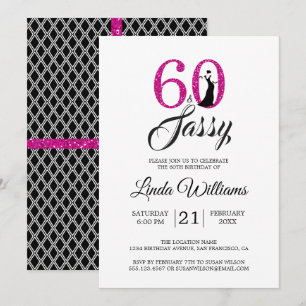 Invitación Rosa caliente 60 y suave   60.ª fiesta de cumpleañ