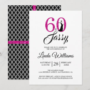 Invitación Rosa caliente 60 y suave   60.ª fiesta de cumpleañ