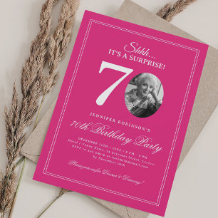 Invitación Rosa Caliente Fiesta de Cumpleaños 70 Sorpresa E