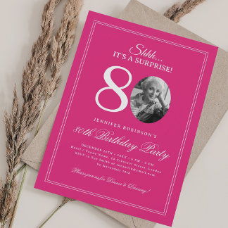 Invitación Rosa Caliente | Fiesta de Cumpleaños 80 Sorpresa