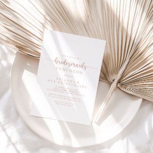 Invitación Rosa caligrafía de oro damas de honor ducha lunche