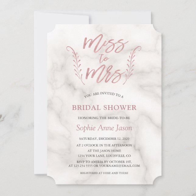 Invitación Rosa caligrafía de oro ducha de novia Bachelorette (Anverso)