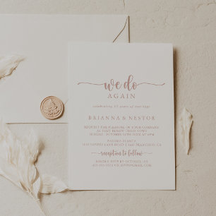 Invitación Rosa caligrafía de oro que volvemos a prometer ren