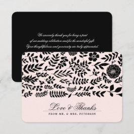 Invitación Rosa | Cartas de Boda Floral Negra Gracias