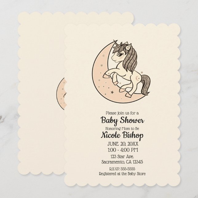 Invitación Rosa Celeste Melocotón Rubor Baby Shower (Anverso / Reverso)