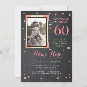 Invitación rosa Chalk estilo vintage de cumpleaños