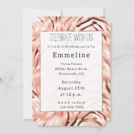 Invitación Rosa Champán Rosa Glam Cebra