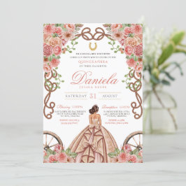 Invitación Rosa Charra Quinceanera Occidental Elegante Rosa
