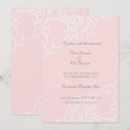 Invitación Rosa Chic Vintage Elegante Encaje Boda