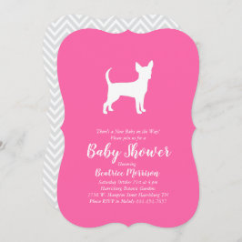 Invitación Rosa Chica de Baby Shower de perro chihuahua
