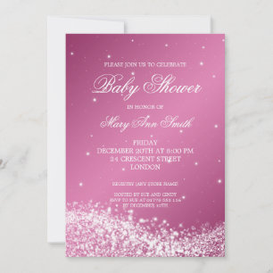 Invitación Rosa chispeante elegante de la onda de Baby Shower