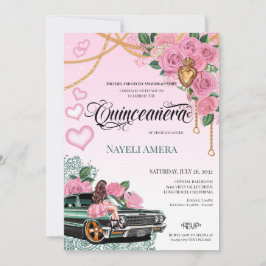 Invitación Rosa Chola Quinceanera