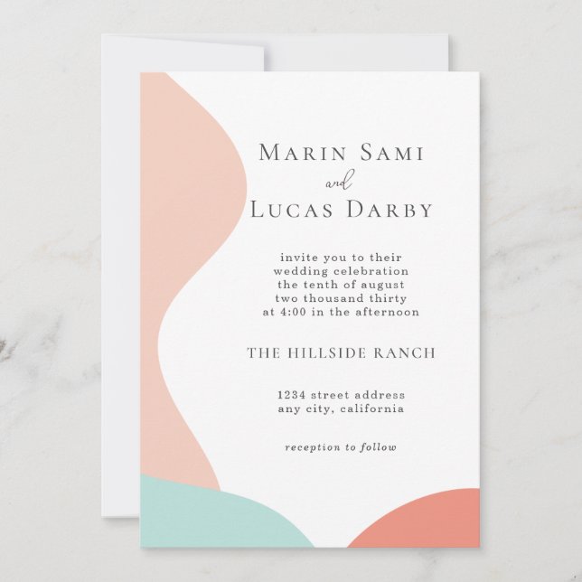 Invitación Rosa cian rosa Resumen Boda contemporáneo (Anverso)