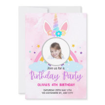 Rosa Claro Cute Unicornio Estrellas Cumpleaños 4