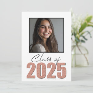 Invitación Rosa Clase Purpurina de Oro de 2025 Photo Open Hou