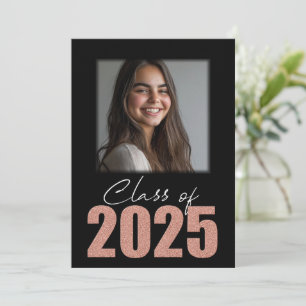 Invitación Rosa Clase Purpurina de Oro de 2025 Photo Open Hou
