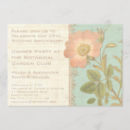 Invitación Rosa Clásica Elegante Cena de Aniversario 25