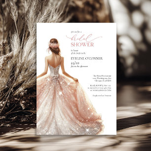 Invitación Rosa clásico chispas doradas boda lux