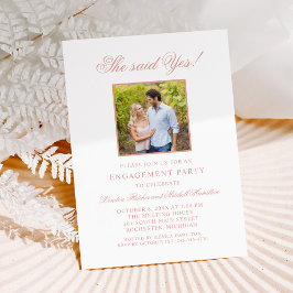 Invitación Rosa Clásico Elegante Partido de Compromiso Boda O