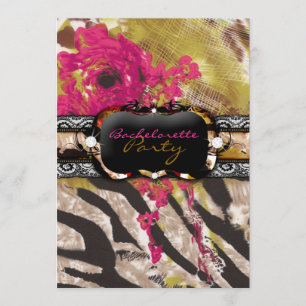 Invitación Rosa color de rosa de la cebra de 311 tigresas