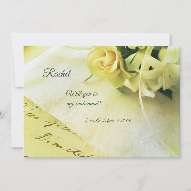 Invitación Rosa con cinta en letra antigua (Anverso)