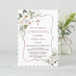 Invitación Rosa con encanto Flores de Crema Blanca de Oro