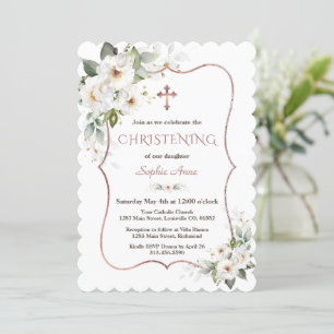 Invitación Rosa con encanto Flores de Crema Blanca de Oro