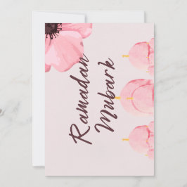 Invitación Rosa con flor Ramadan mubark